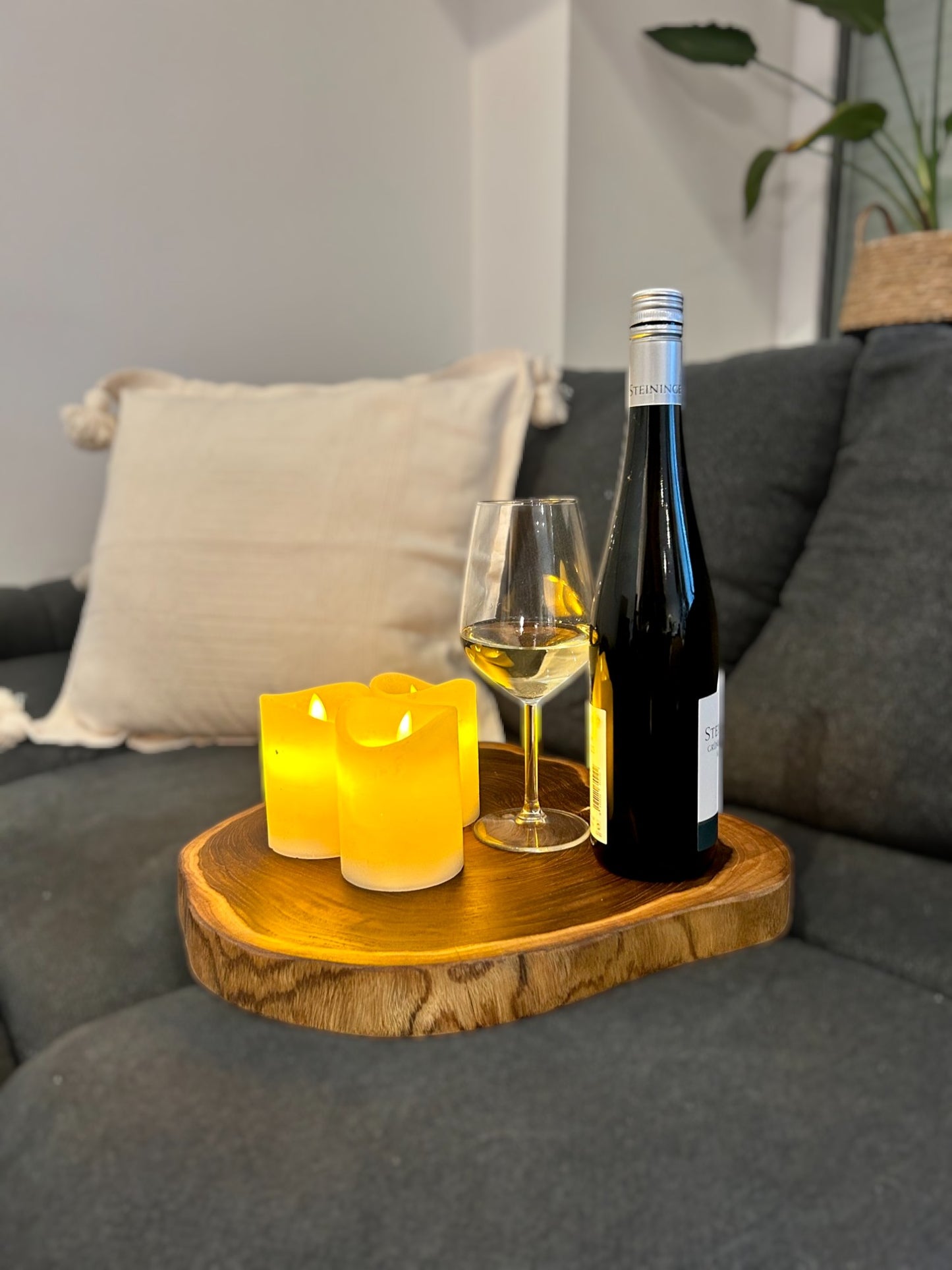 Sofatablett- Teak Holz - Couch Ablage