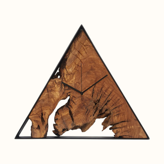 Wanduhr Olive - dreieckig groß