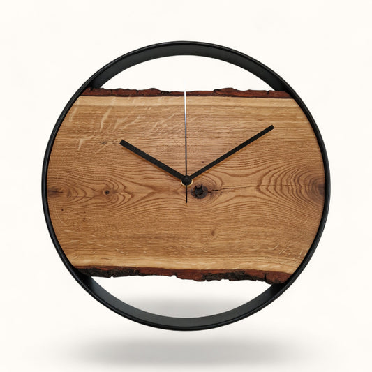 Wanduhr Eiche mit Rinde - 34cm